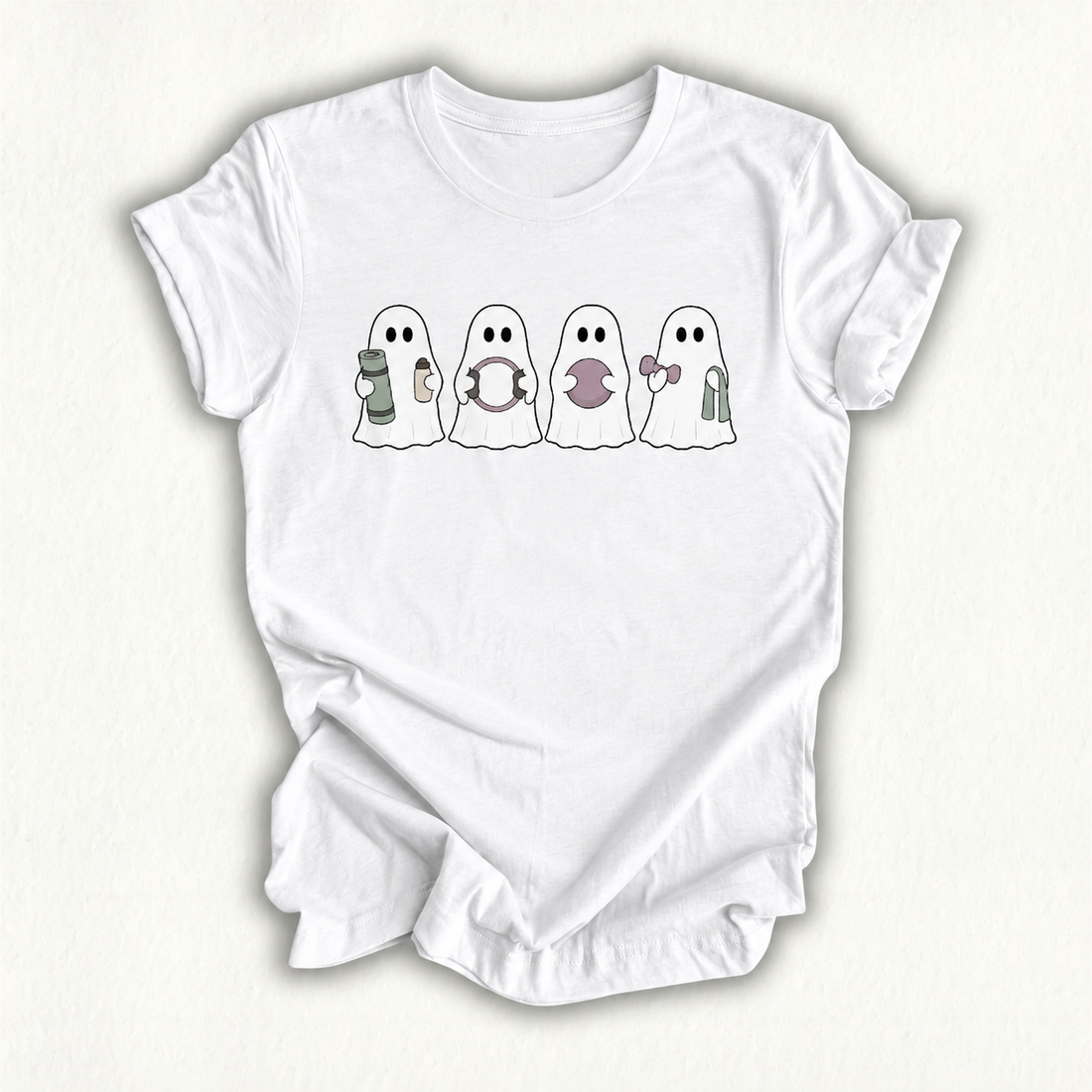Pilates Ghosts Cute Pilates Halloween Ghost Doing Piates T-Shirt