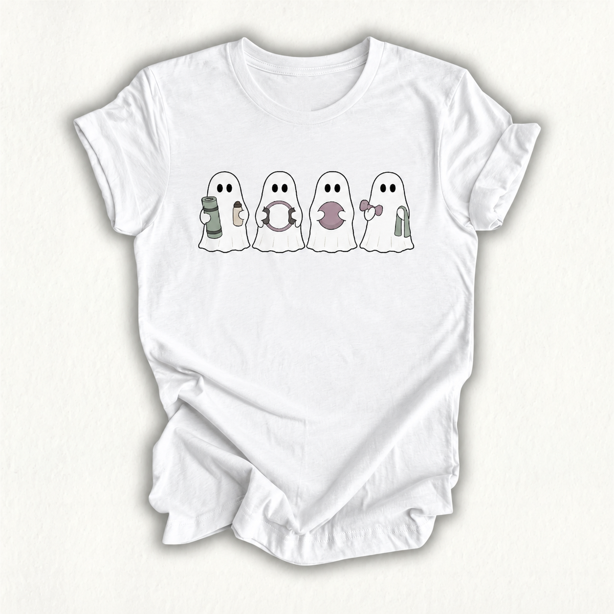 Pilates Ghosts Cute Pilates Halloween Ghost Doing Piates T-Shirt
