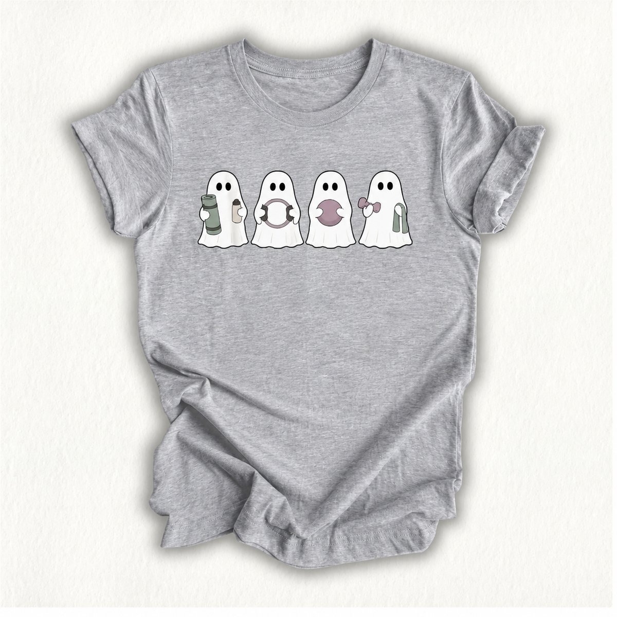 Pilates Ghosts Cute Pilates Halloween Ghost Doing Piates T-Shirt