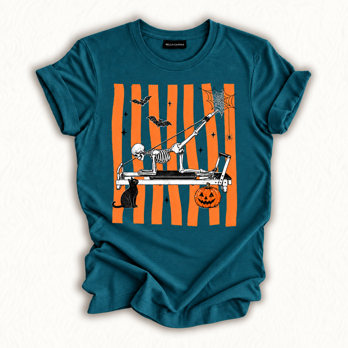 Pilates Lover Skeleton Halloween Vibes Spooky Season Fitness T-Shirt