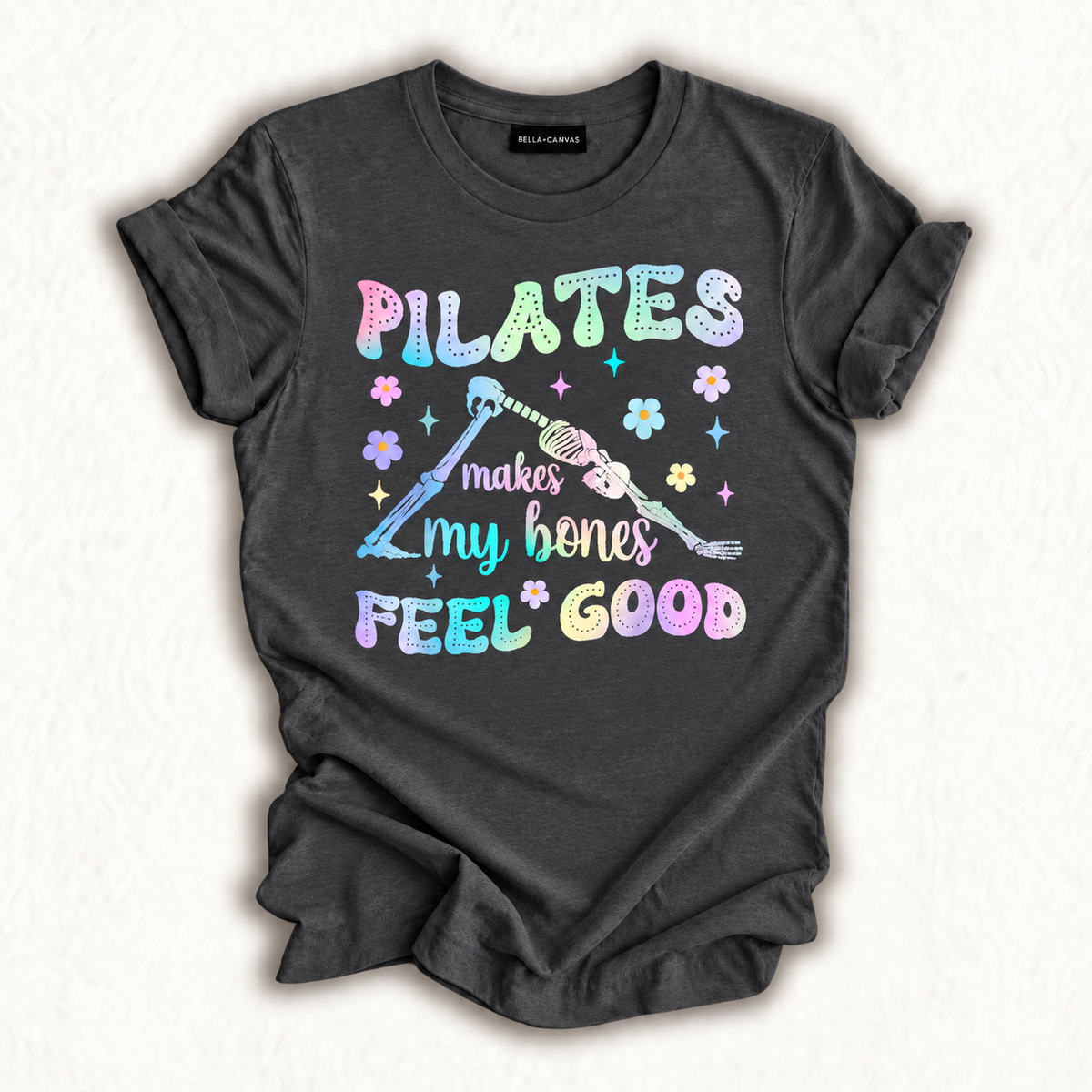 Skeleton Workout Tie Dye Pilates Makes My Bones Feel Good T-Shirt