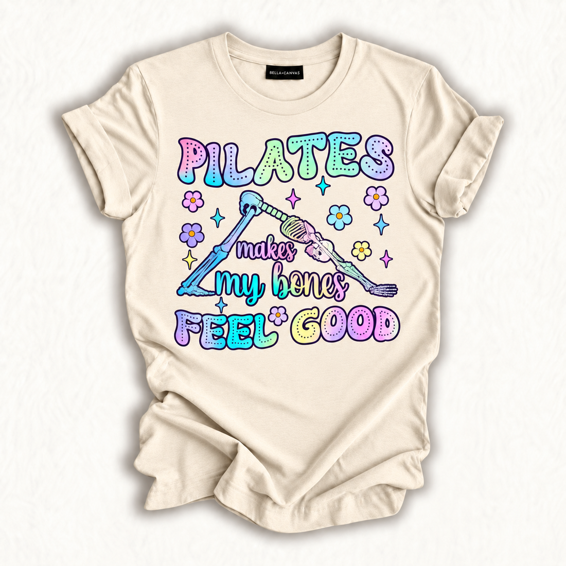 Skeleton Workout Tie Dye Pilates Makes My Bones Feel Good T-Shirt