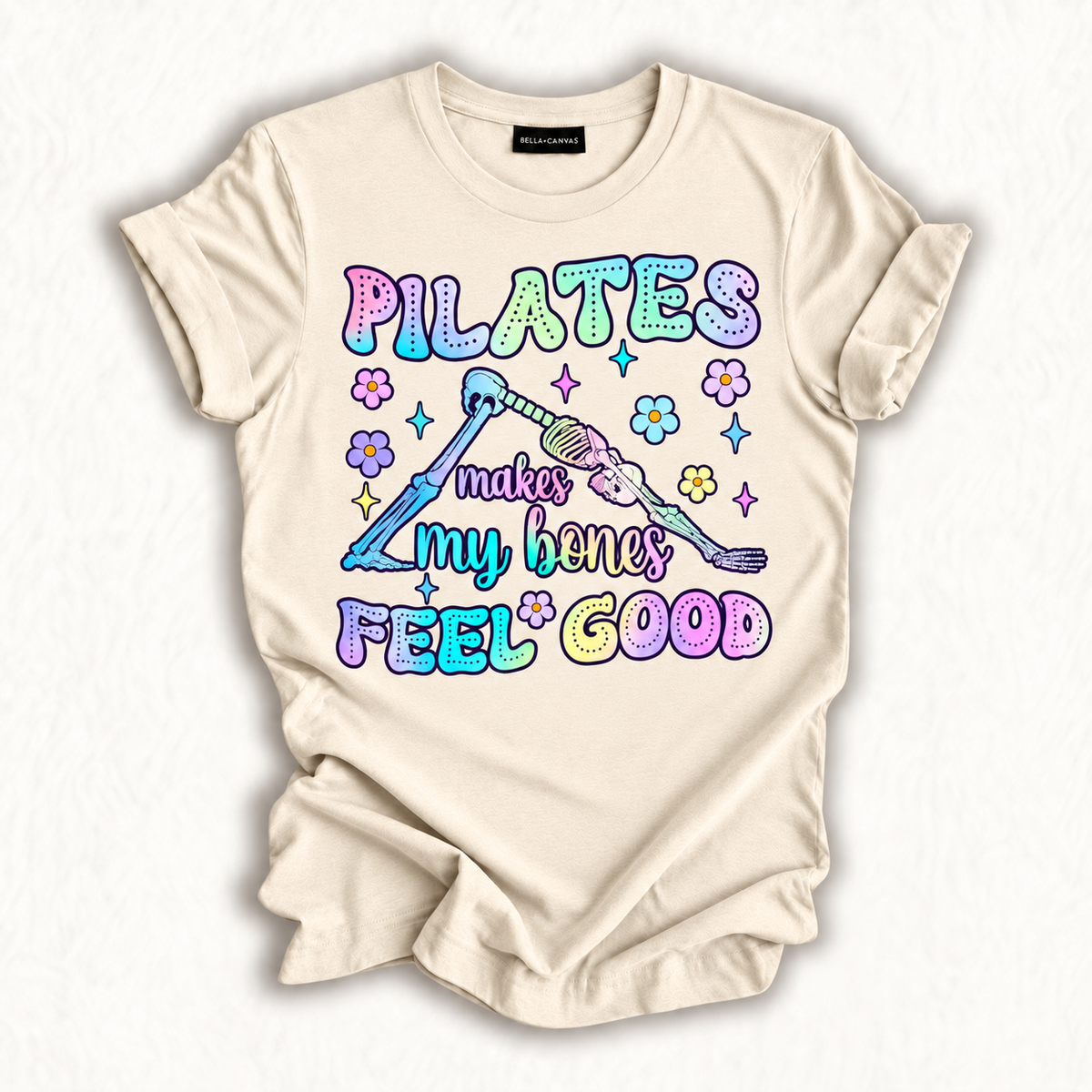 Skeleton Workout Tie Dye Pilates Makes My Bones Feel Good T-Shirt