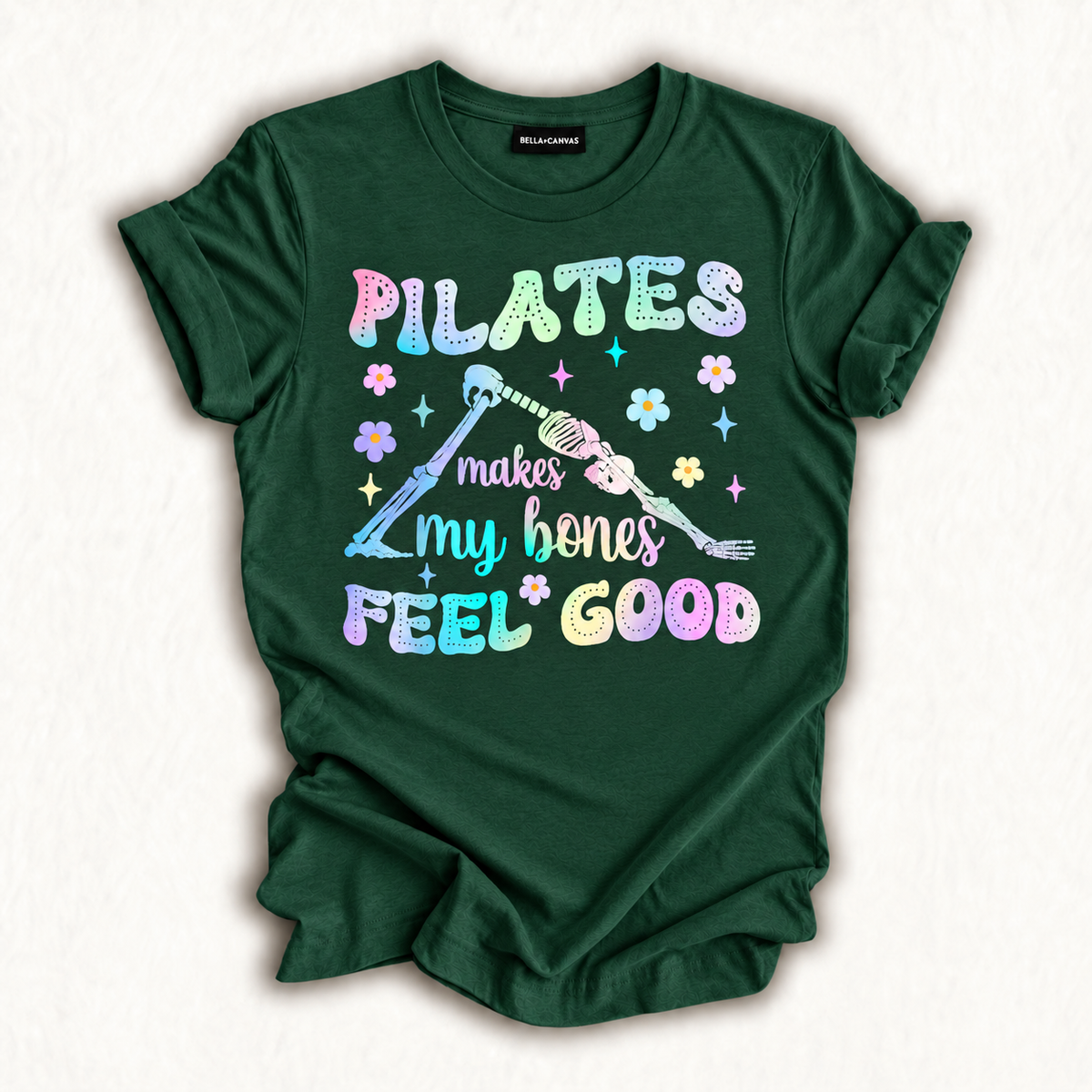 Skeleton Workout Tie Dye Pilates Makes My Bones Feel Good T-Shirt