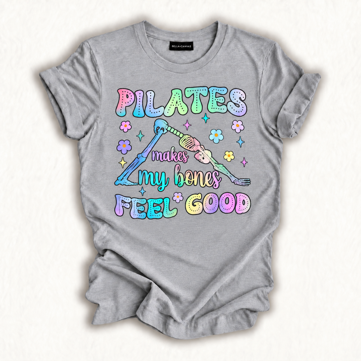 Skeleton Workout Tie Dye Pilates Makes My Bones Feel Good T-Shirt