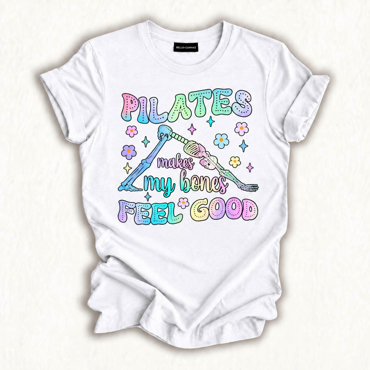 Skeleton Workout Tie Dye Pilates Makes My Bones Feel Good T-Shirt