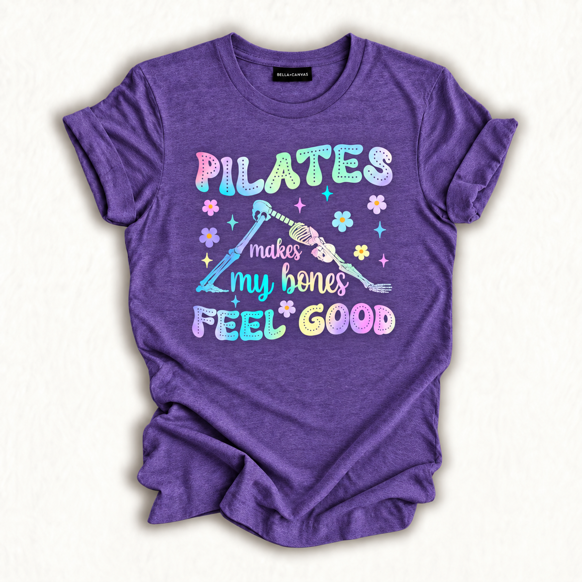 Skeleton Workout Tie Dye Pilates Makes My Bones Feel Good T-Shirt
