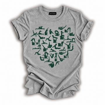 Pilates Heart Pose Collage T-Shirt – athletic-heather