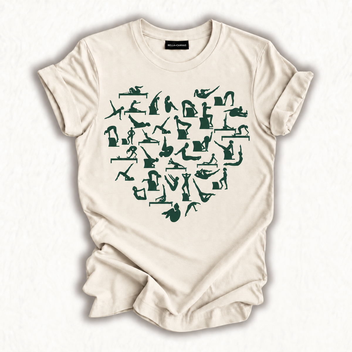 Pilates Heart Pose Collage T-Shirt – natural