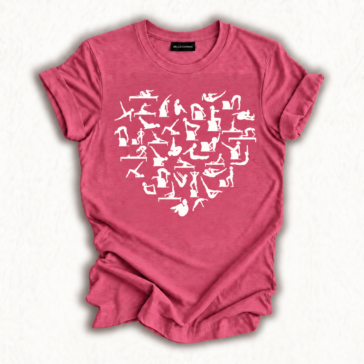 Pilates Heart Pose Collage T-Shirt – Rose gold